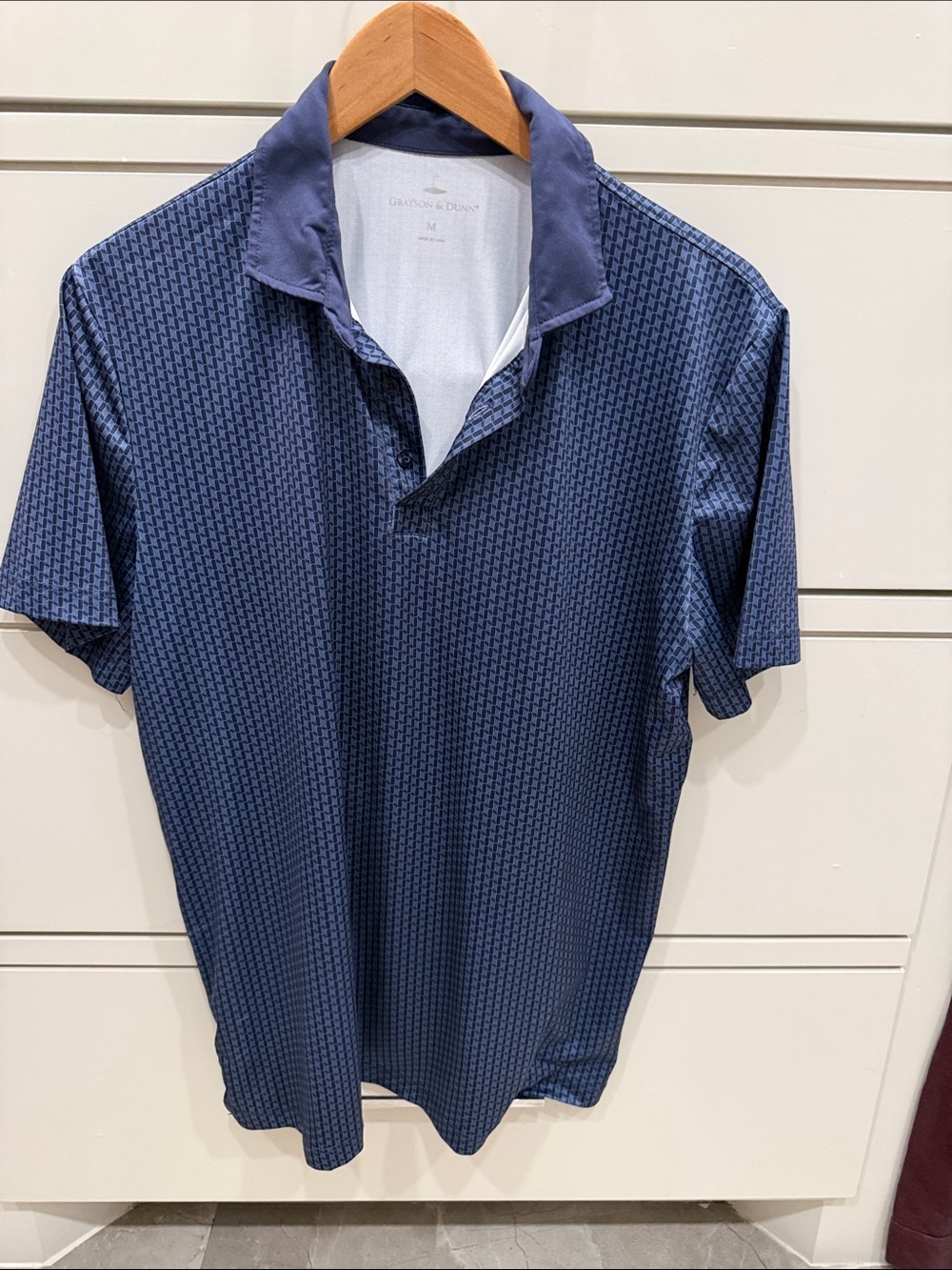 Men's Navy Geometric Performance Polo